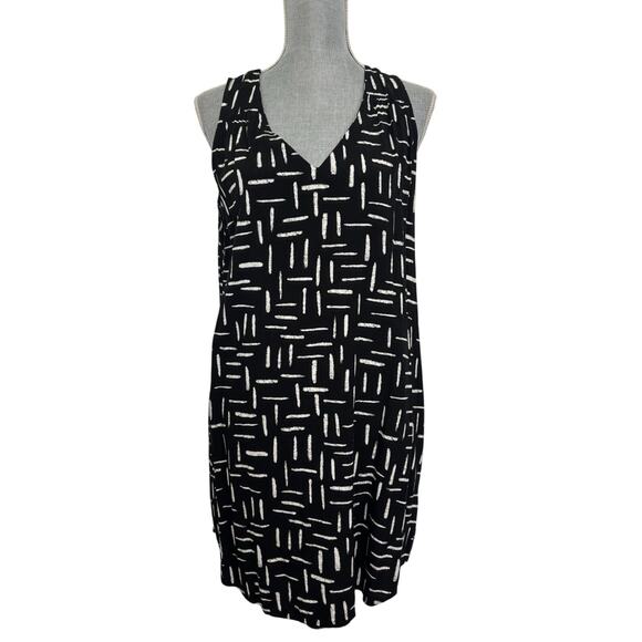 Old Navy Black and White Geometric Sleeveless Midi Dress Size Large Casual - Picture 1 of 6